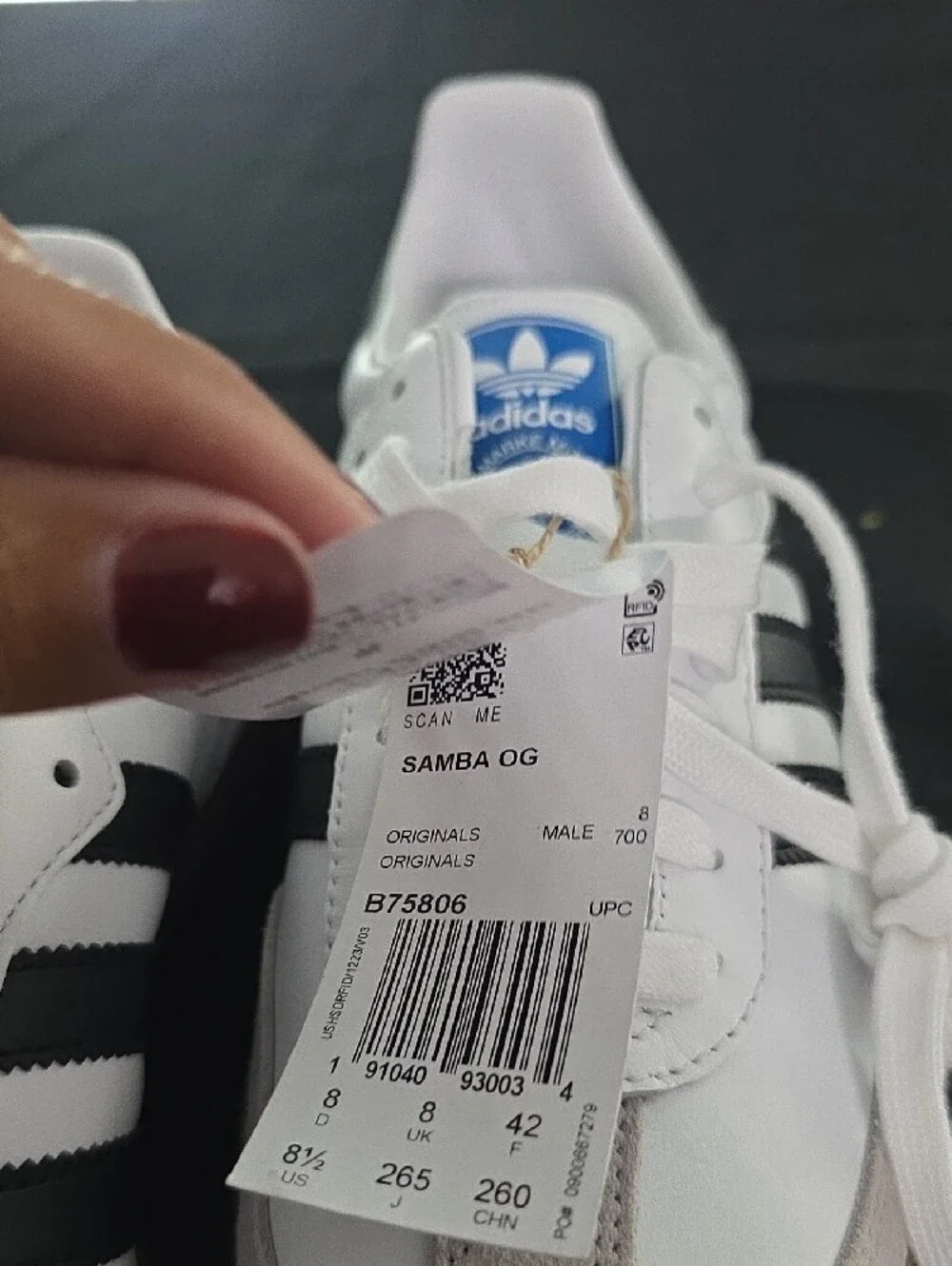 Adidas Samba Shoes - White with Black Stripes